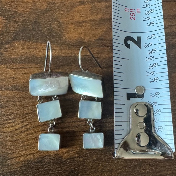 Vintage Moonstone Silver 925 Dangle Earrings - Picture 5 of 6
